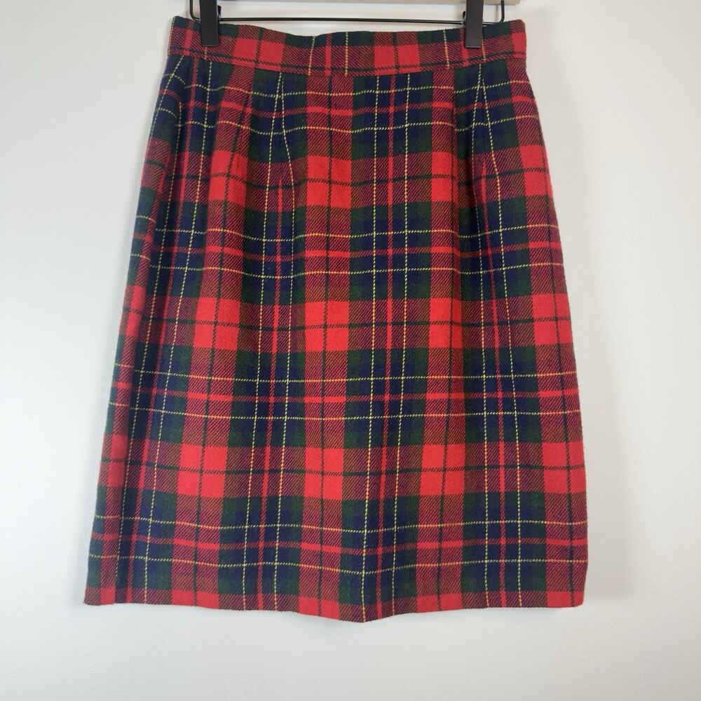 Vintage Casual Corner Womens Skirt 10 Black Red Plaid Wool Blend Academia Y2K 90